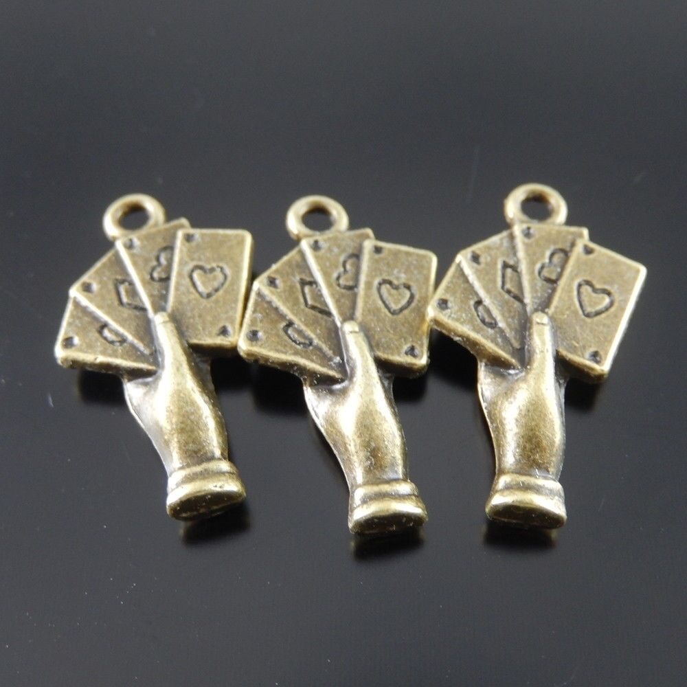 35 pcs Antiqued Bronze Playing Card Alloy Charm Pendant Poker Crafts 22*15*4mm
