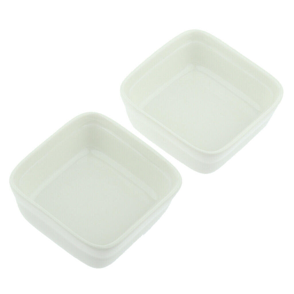 1 Pair Small Ceramic Bowl Pet Hamster Rabbit Feeding Bowl White