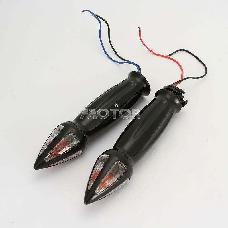 1" Spike Handlebar Hand Grips Turn Singal For Chopper Cafe Racer Bobber