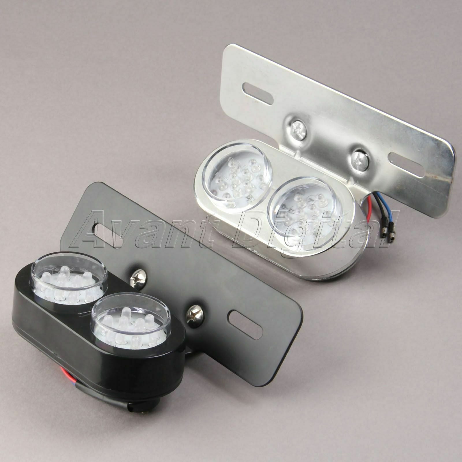 Motorcycle LED Twin Dual License Plate Tail Brake Turn Signal Integrated Light