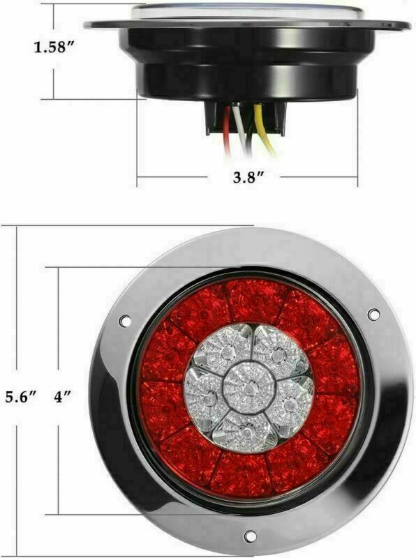 Round LED Red Amber Truck RV Trailer Tail Light 4" Stop Brake Turn Signal Lamp