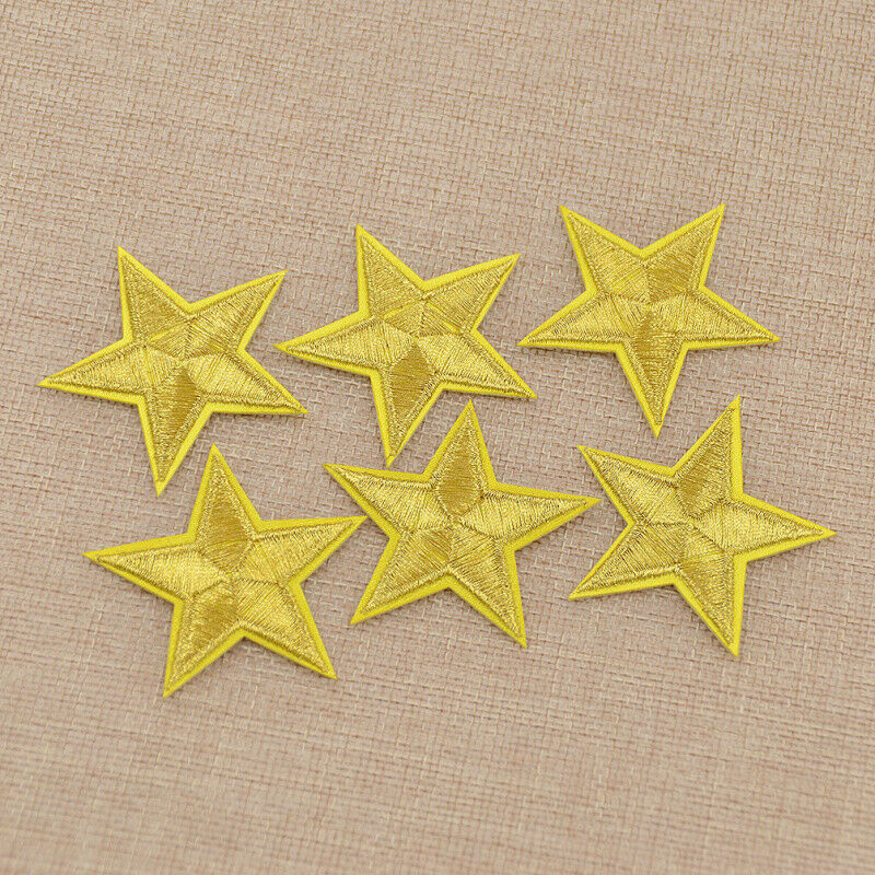 6 Pcs Star Embroidery Patch Iron On Women Applique Decor Sewing Hand Crafts DIY