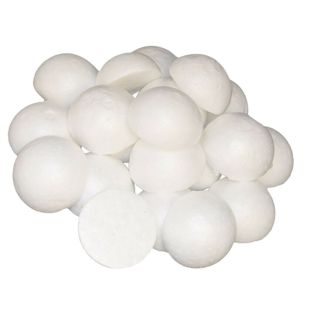 50pcs White Half Round Styrofoam Foam Ball for   Kid Modelling Craft 60mm