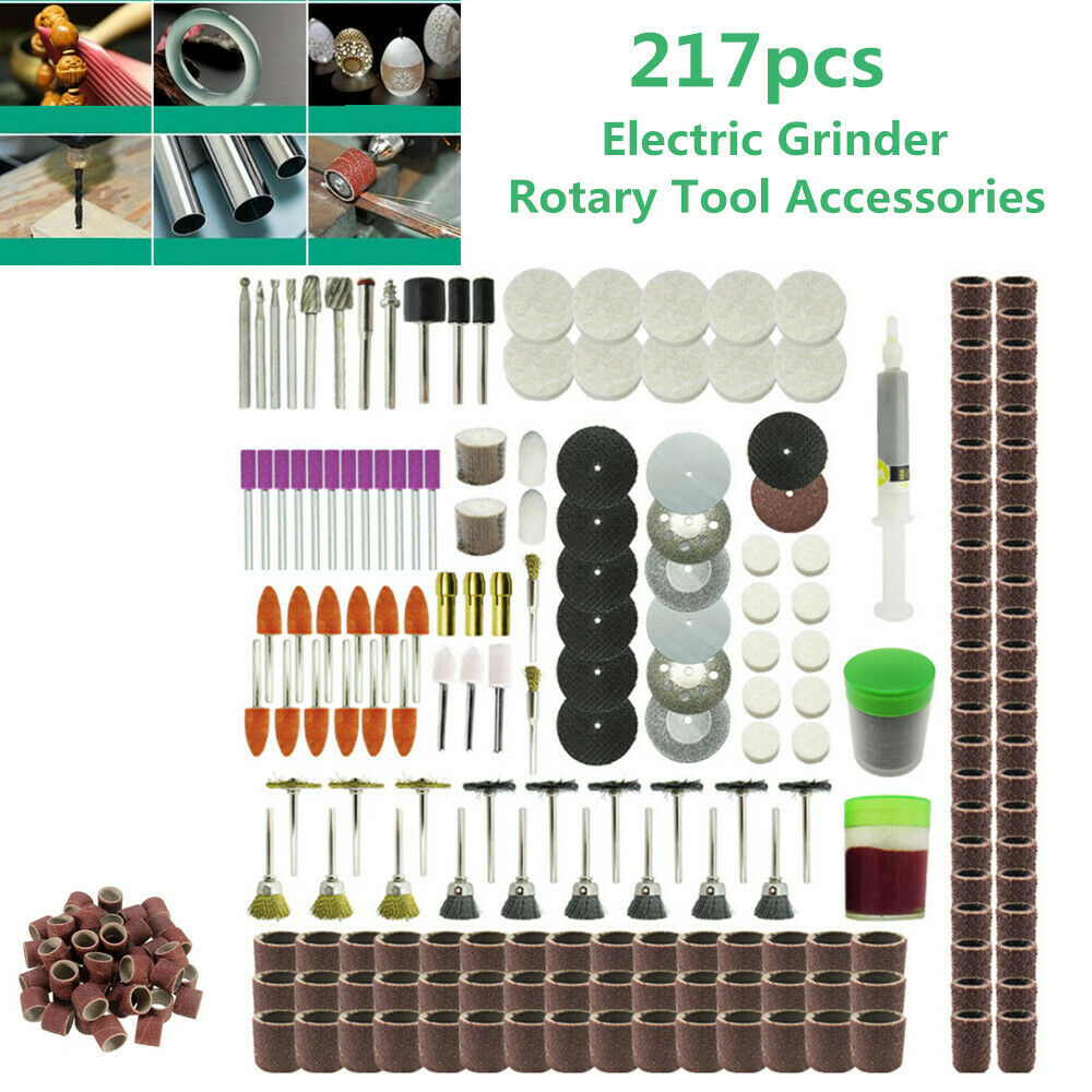 217x Electric Grinder Rotary Tool Polish Accessories Kit Mini Rotary Power Drill