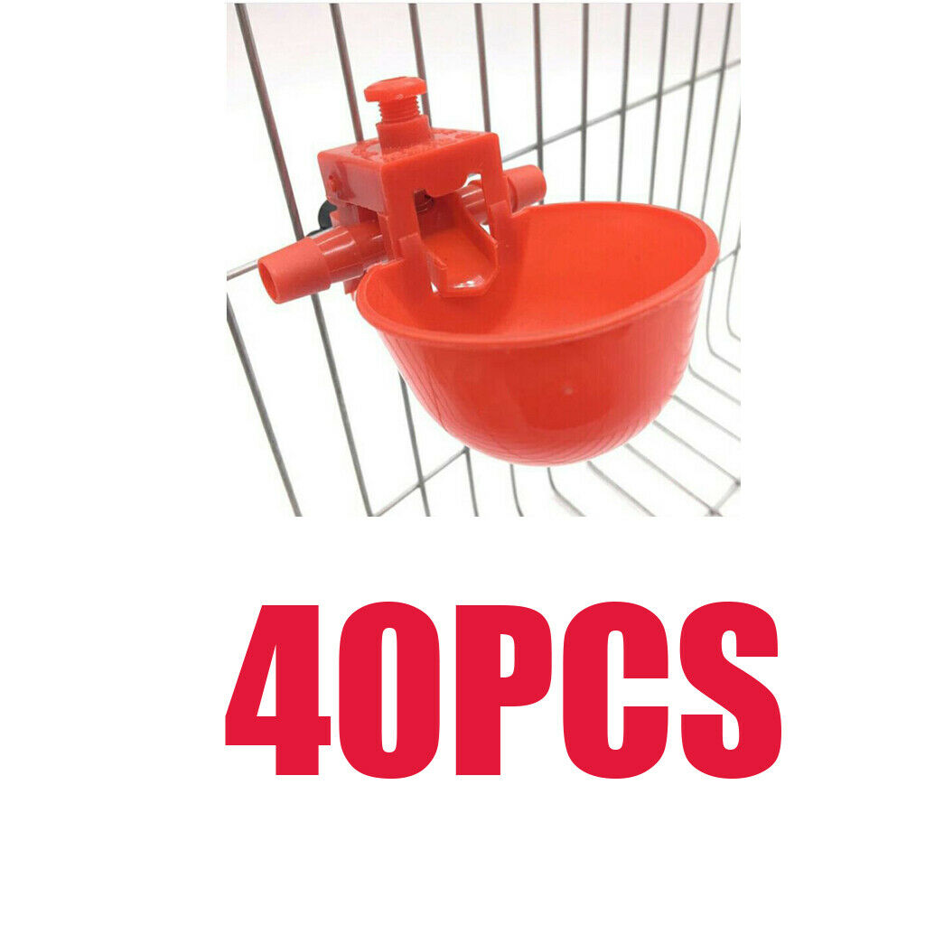 Pack of 40 - Automatic Chicken Waterer Drinker Cups with Ring - Water Dispenser