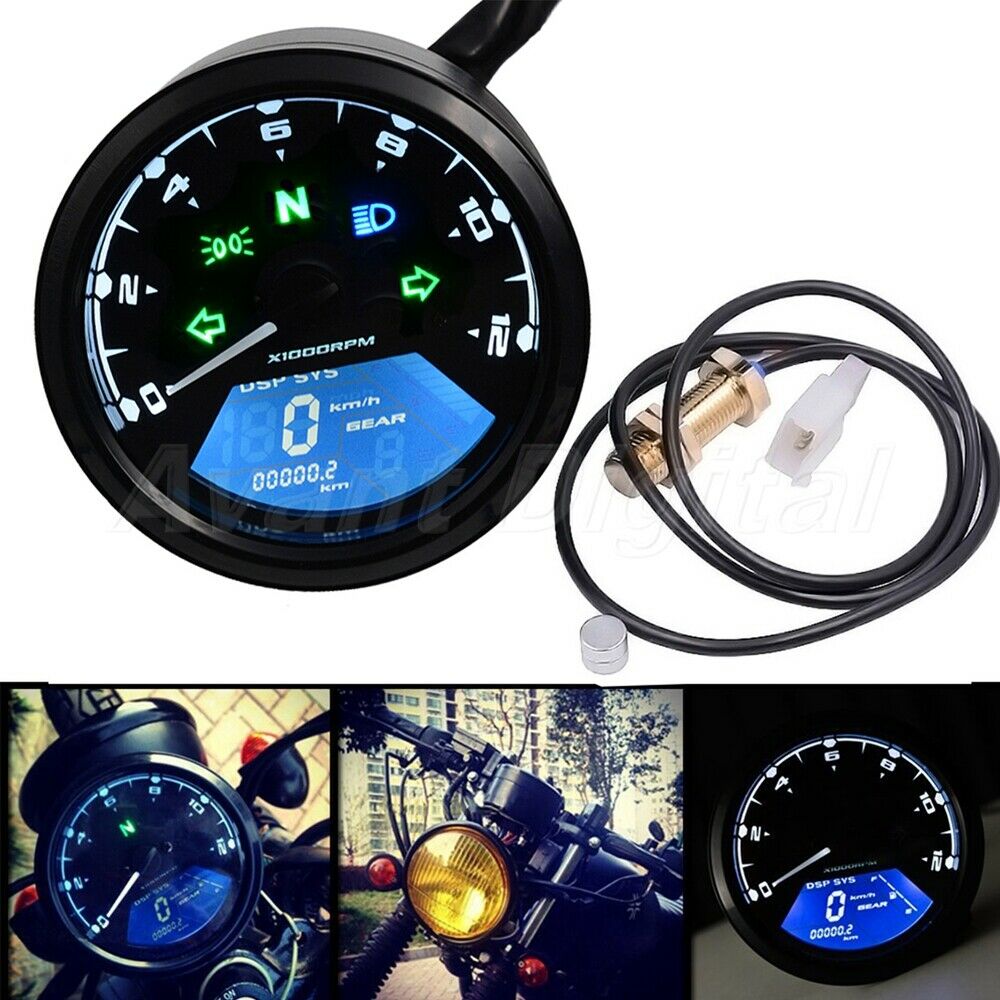 Motorcycle Speedometer Tachometer Odometer Oil Meter Multi-function LED digital