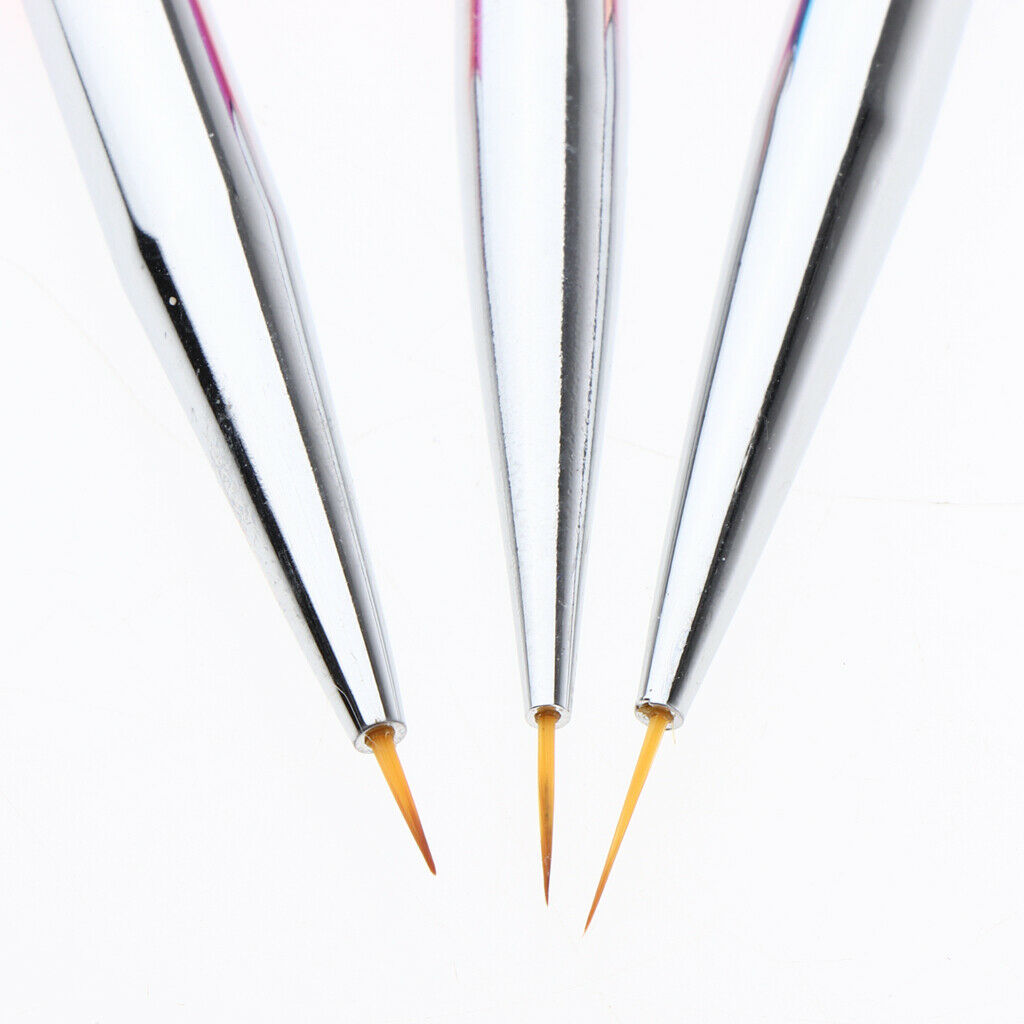 3-Pieces Professional Nail Art Brush Fine Detail Painting Pen for False Nails UV