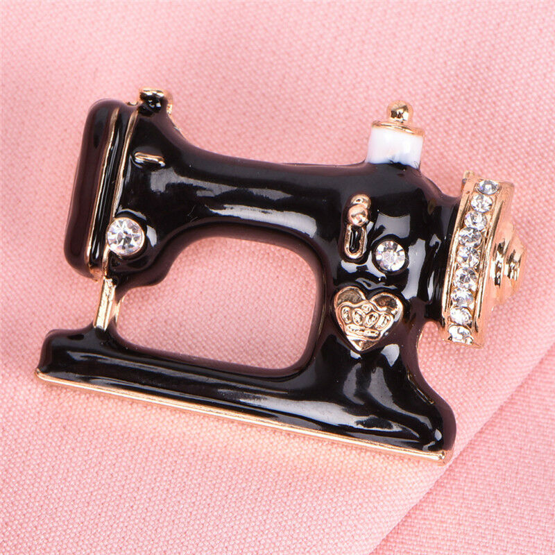 Sewing Machine Brooch Pin Black Enamel Brooch Collar Scarf Decoration Jew.l8
