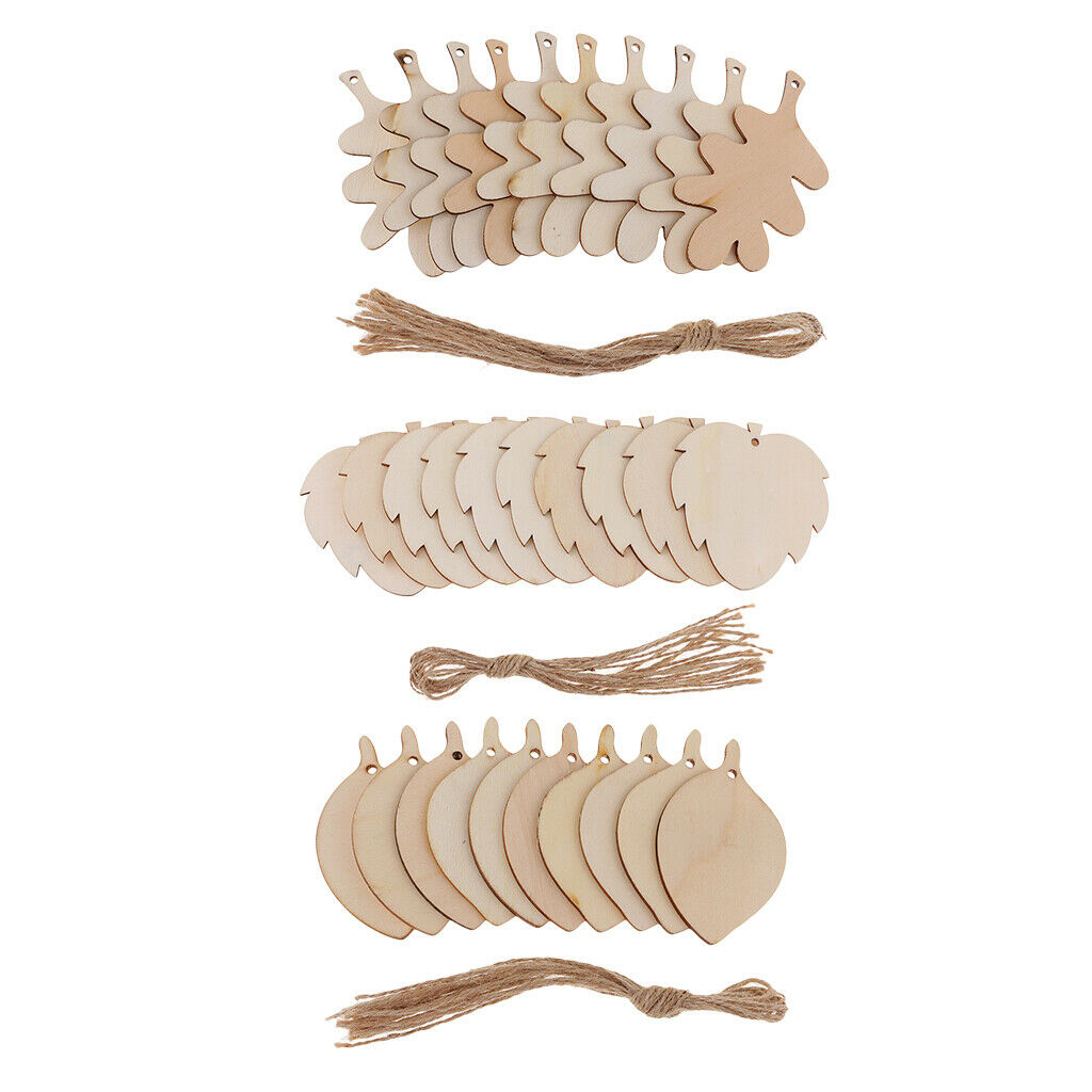 5X 10 Pieces Unfinished Wood Leaf Shapes Craft Wooden Tags Bodhi leaf 80x48x2mm