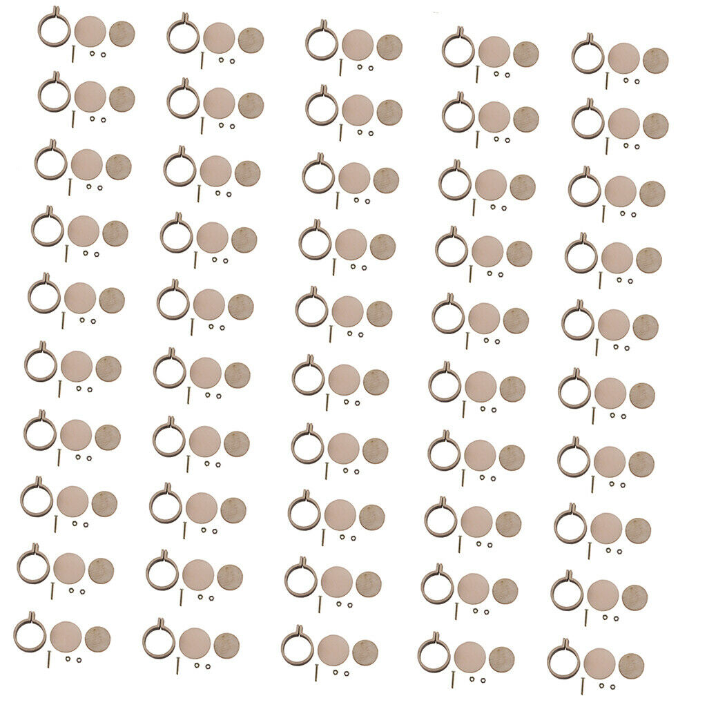 Mini Embroidery Hoops, 50Pcs Cross Stitch Hoop Adjustable Wood Embroidery Craft