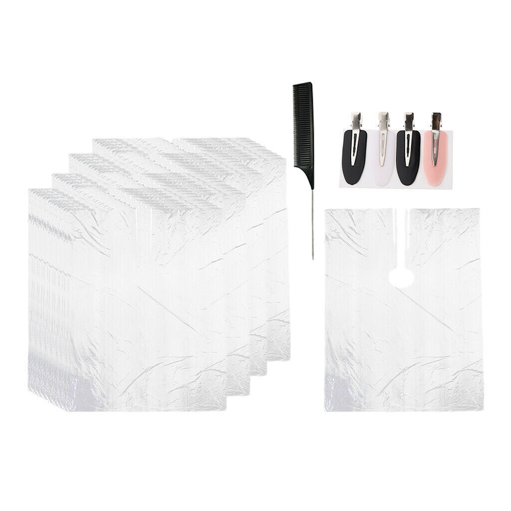 200Pcs Disposable Hair Cutting Cape Cloth Gowns Apron w/ Hair Clips and Comb