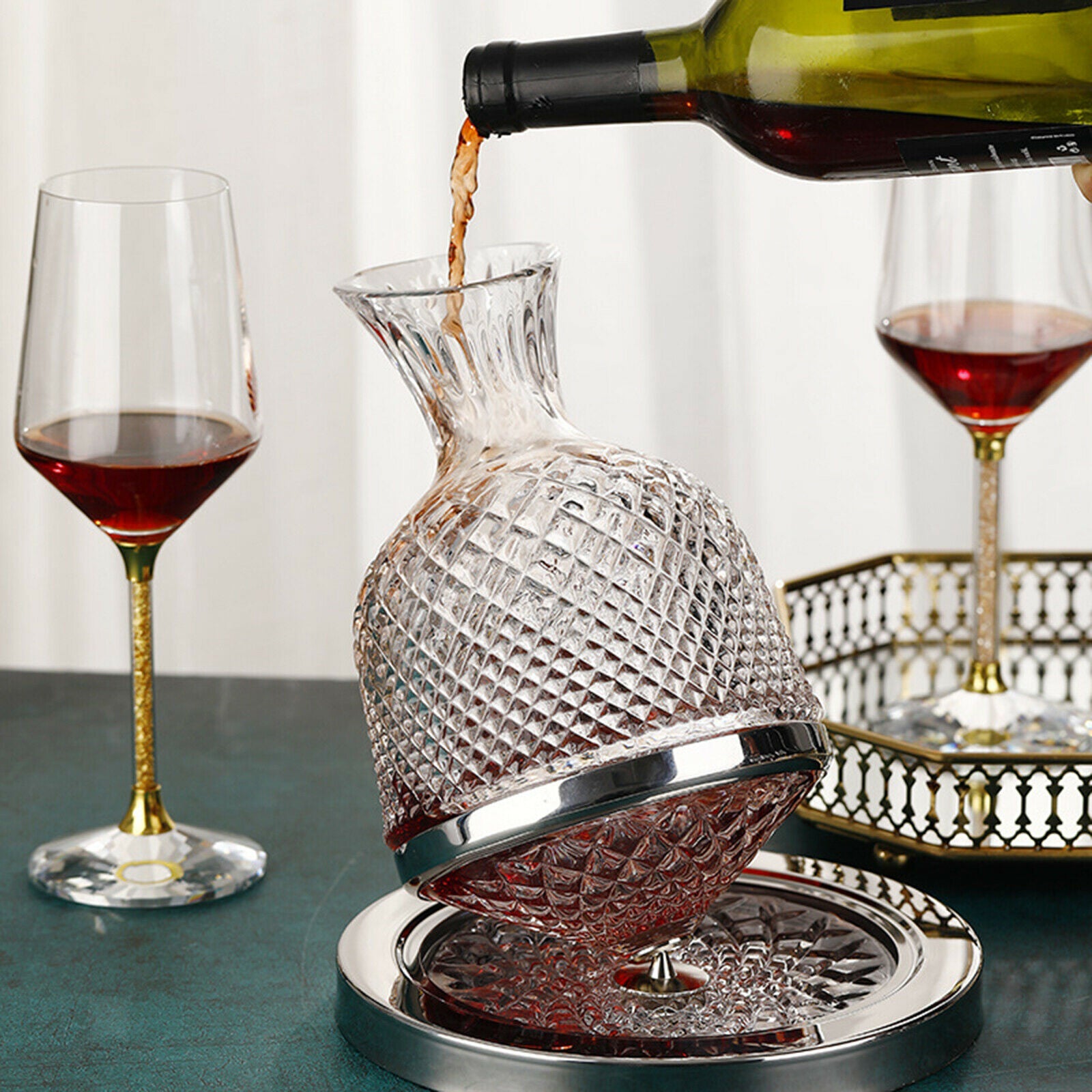 Crystal Glass Wine Decanter Champagne Vodka Wine Whisky Pourer Dispenser