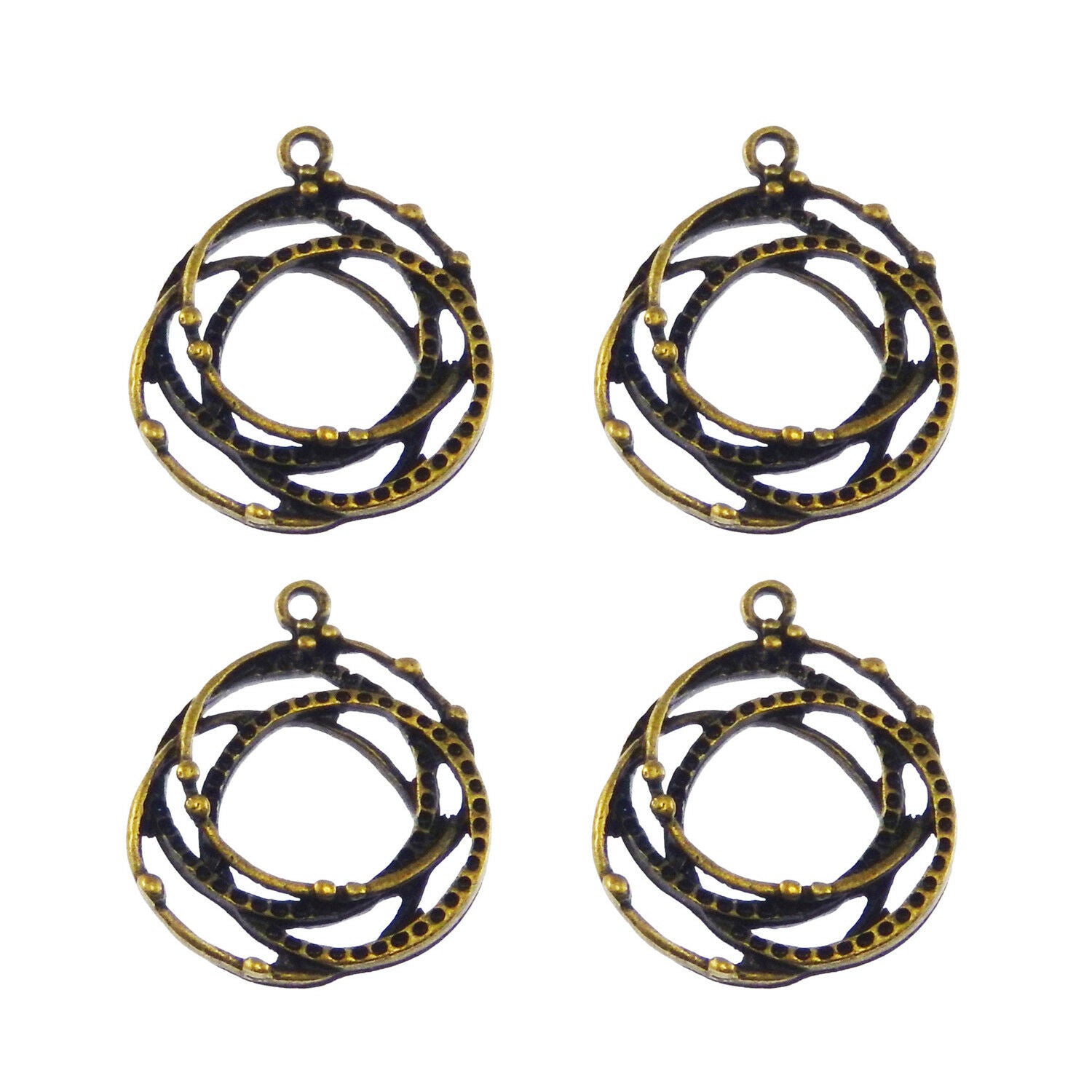 20 pcs Retro Bronze Intertwined Charm Pendant Earring Dangle DIY Making 30*22mm