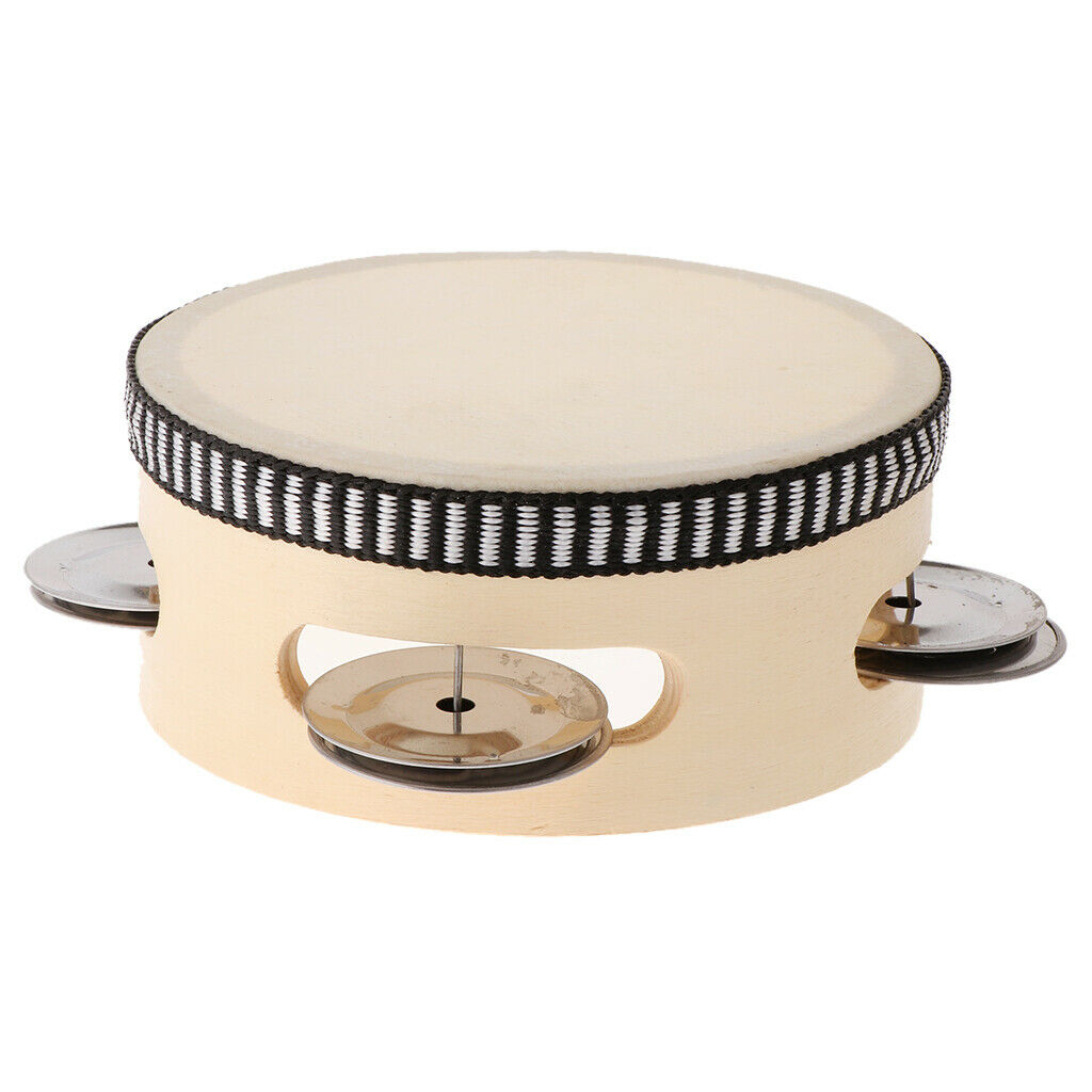 4inch Wooden Tambourine Percussion Drum Tamborine Kids Musical Learning Toys