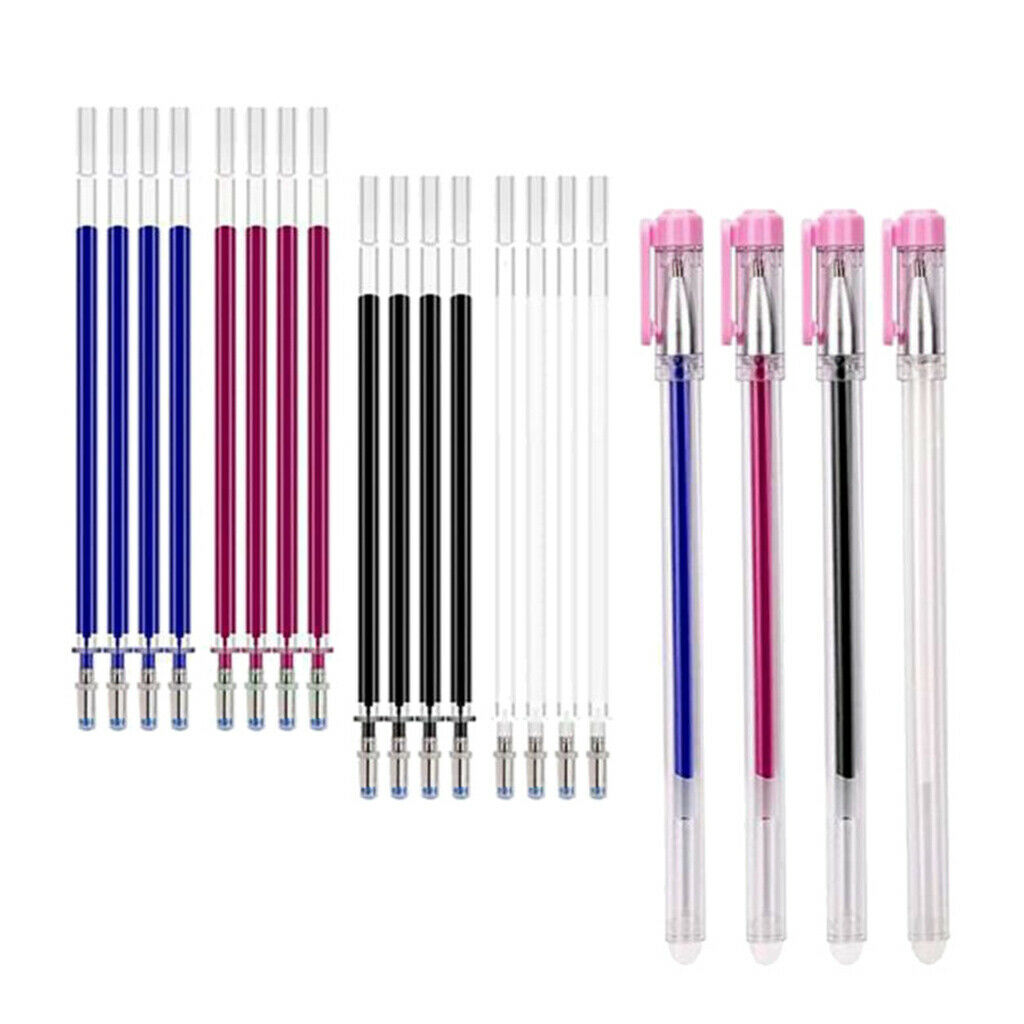 4Pcs Set Heat Erasable Fabric Marking Pens, 4 Heat Erase Empty Pens + 20 Refills