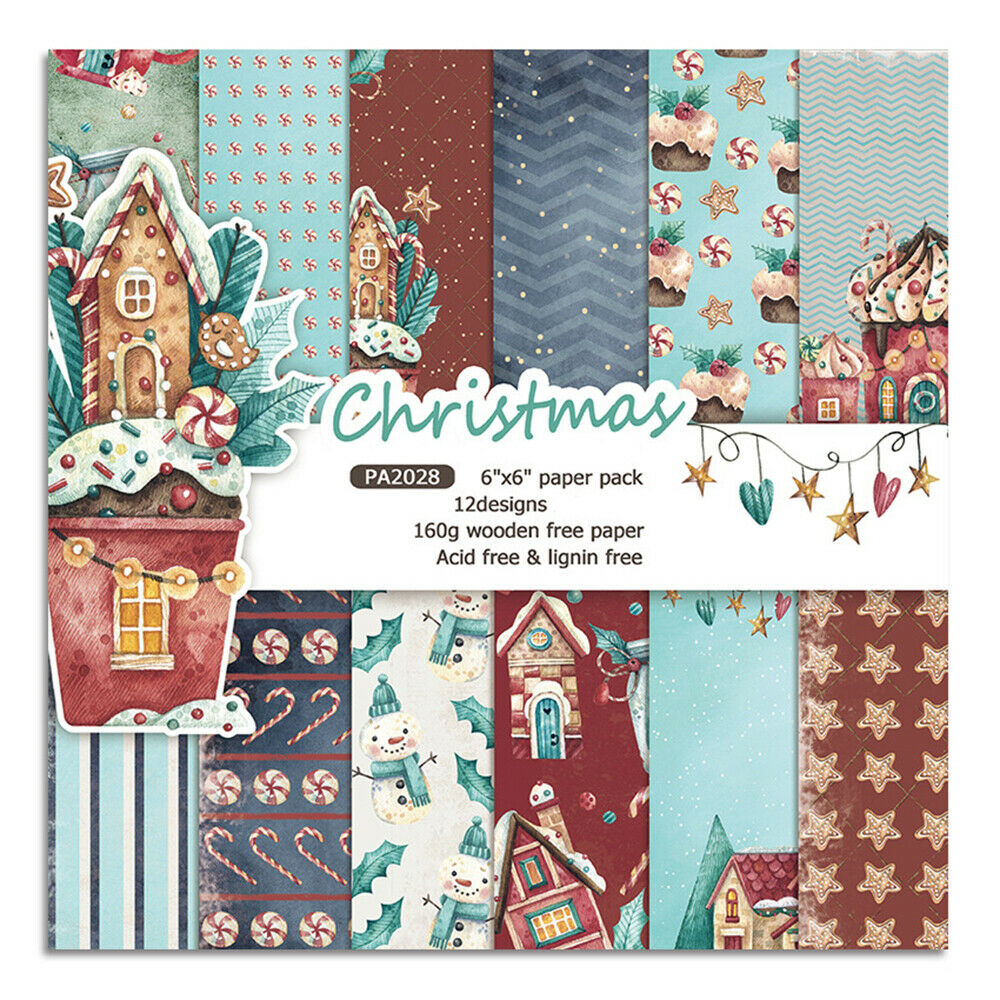 12PCS 6'' Christmas Paper Pad Scrapbooking Junk Journal Planner Album Crad Craft