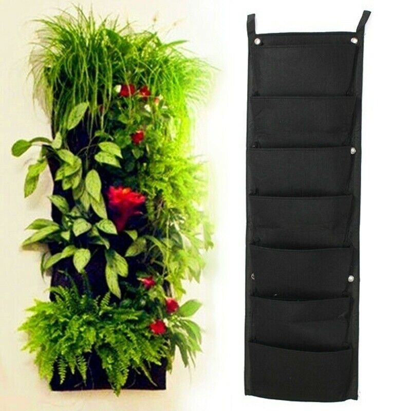 7 Pocket Planting Bag Hanging Wall Vertical Plant Hangers Flower Home Garden