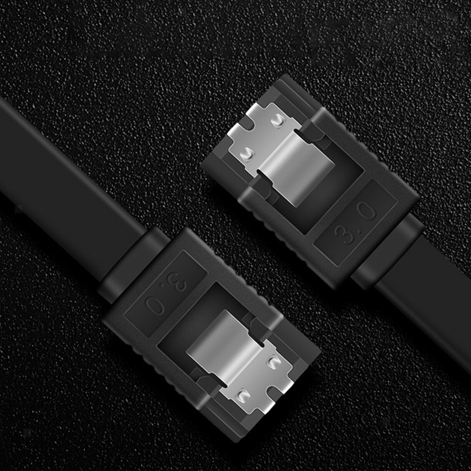 Set of 2 SATA Cable III 3.0 Data Cable 3.3ft for HDD SDD Straight Flexible