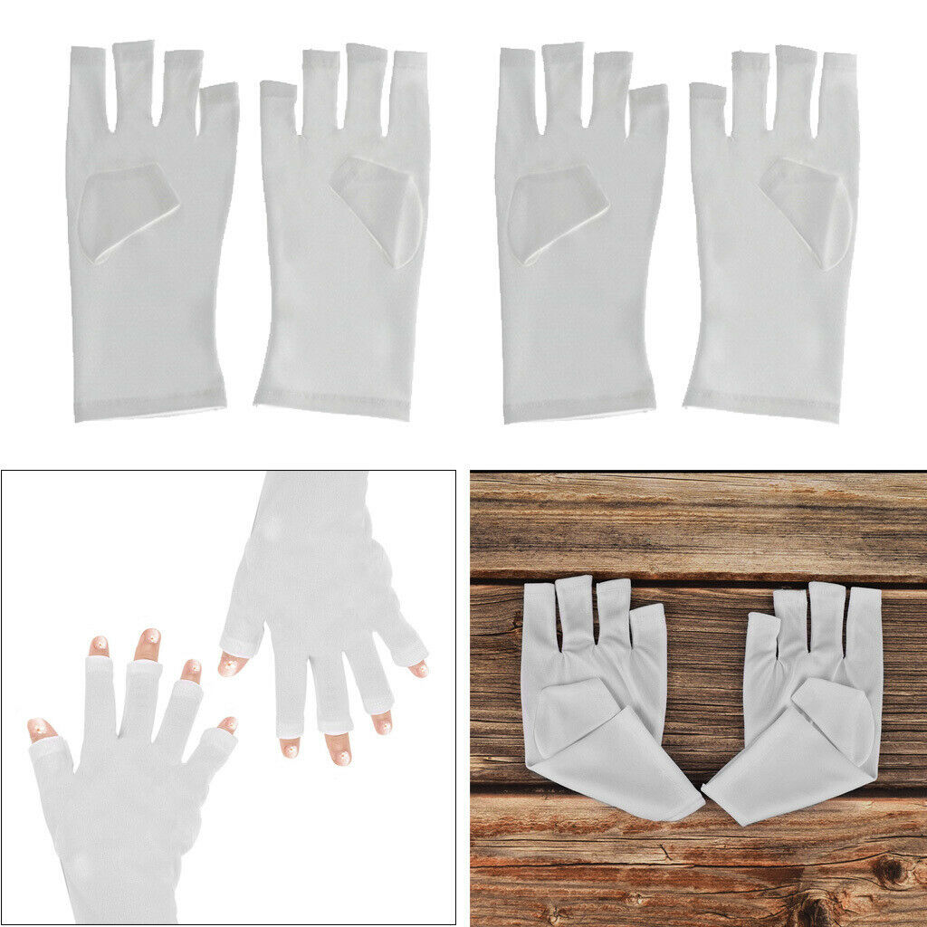 Anti UV Fingerless Hand Manicure UV Short Gloves for Nail Dryer LED White 4x