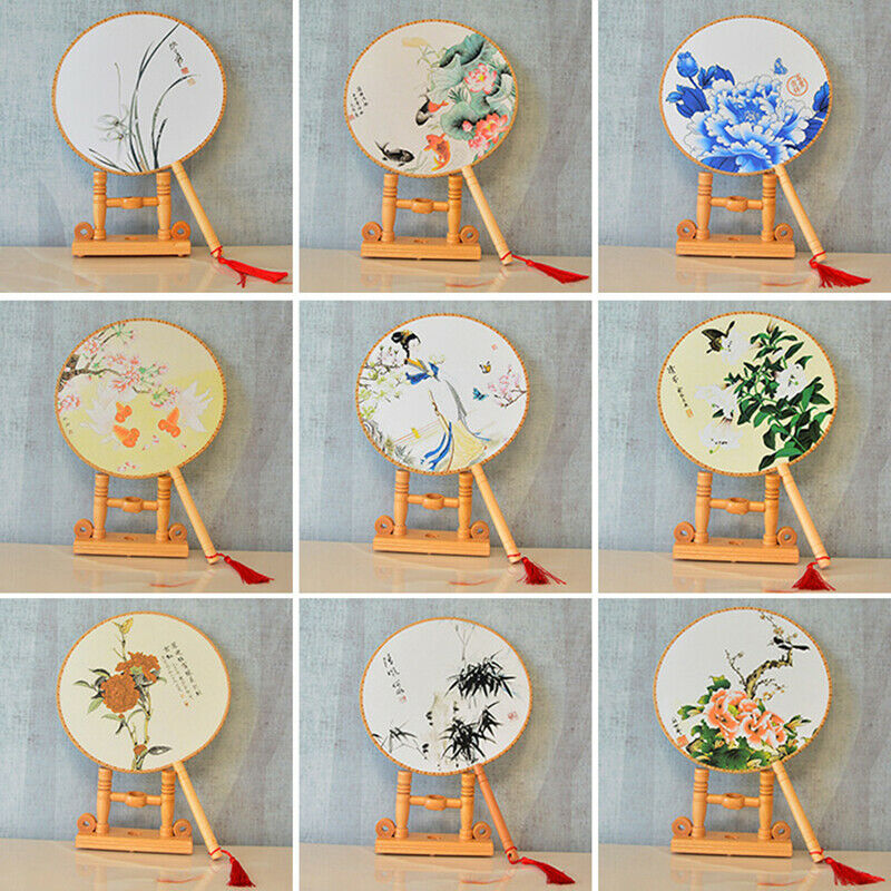 Chinese Style Round Hand Held Folding Silk Fan For Wedding Event Party GiftsJCBD