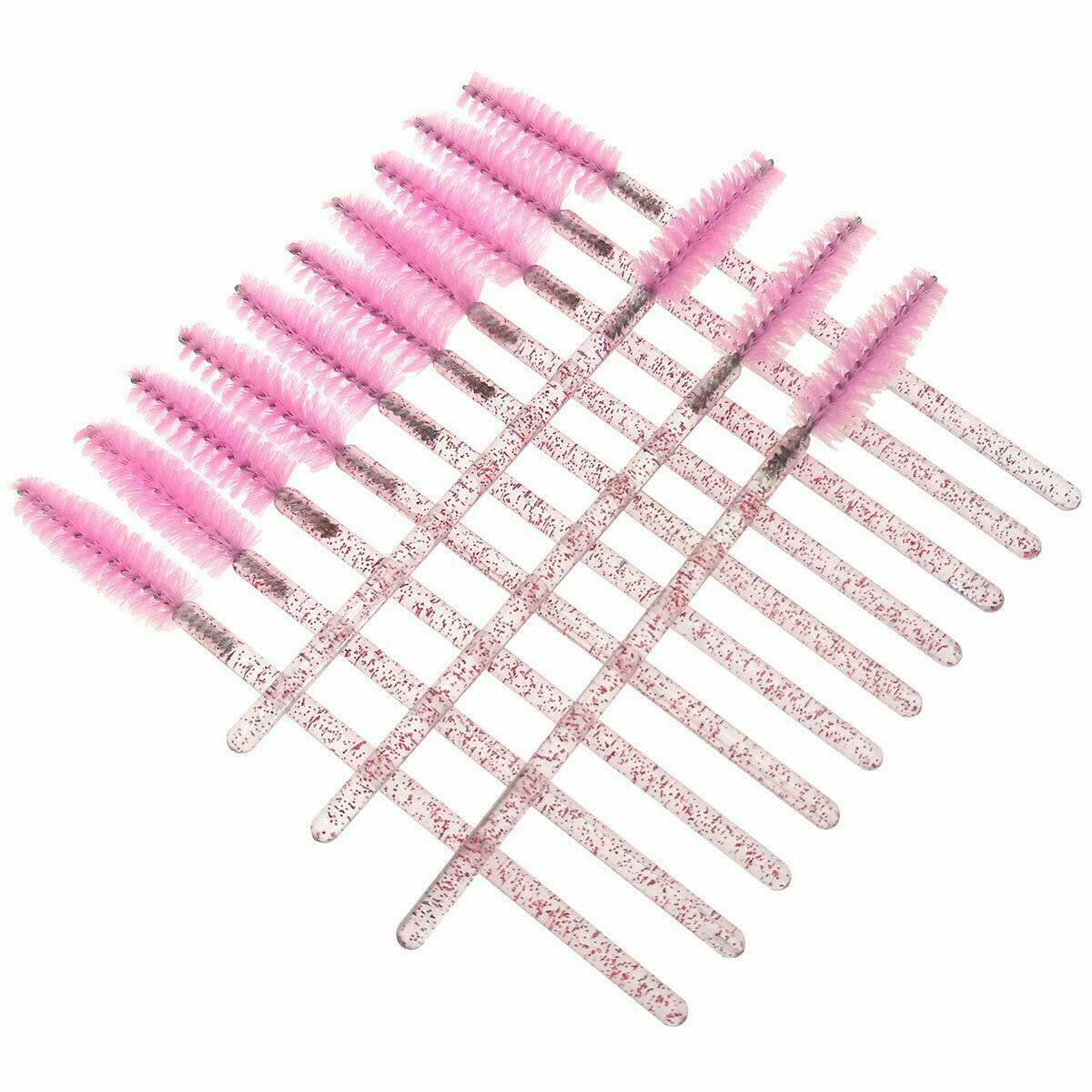 50x Disposable Crystal Eyelash Brush Mascara Wands Applicator Makeup Tool Pink
