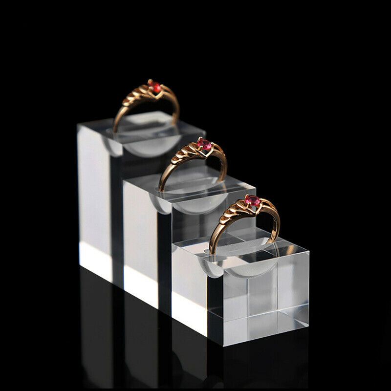 Clear Acrylic Square Jewelry Holder Photography Props Rings Display Stand Rack