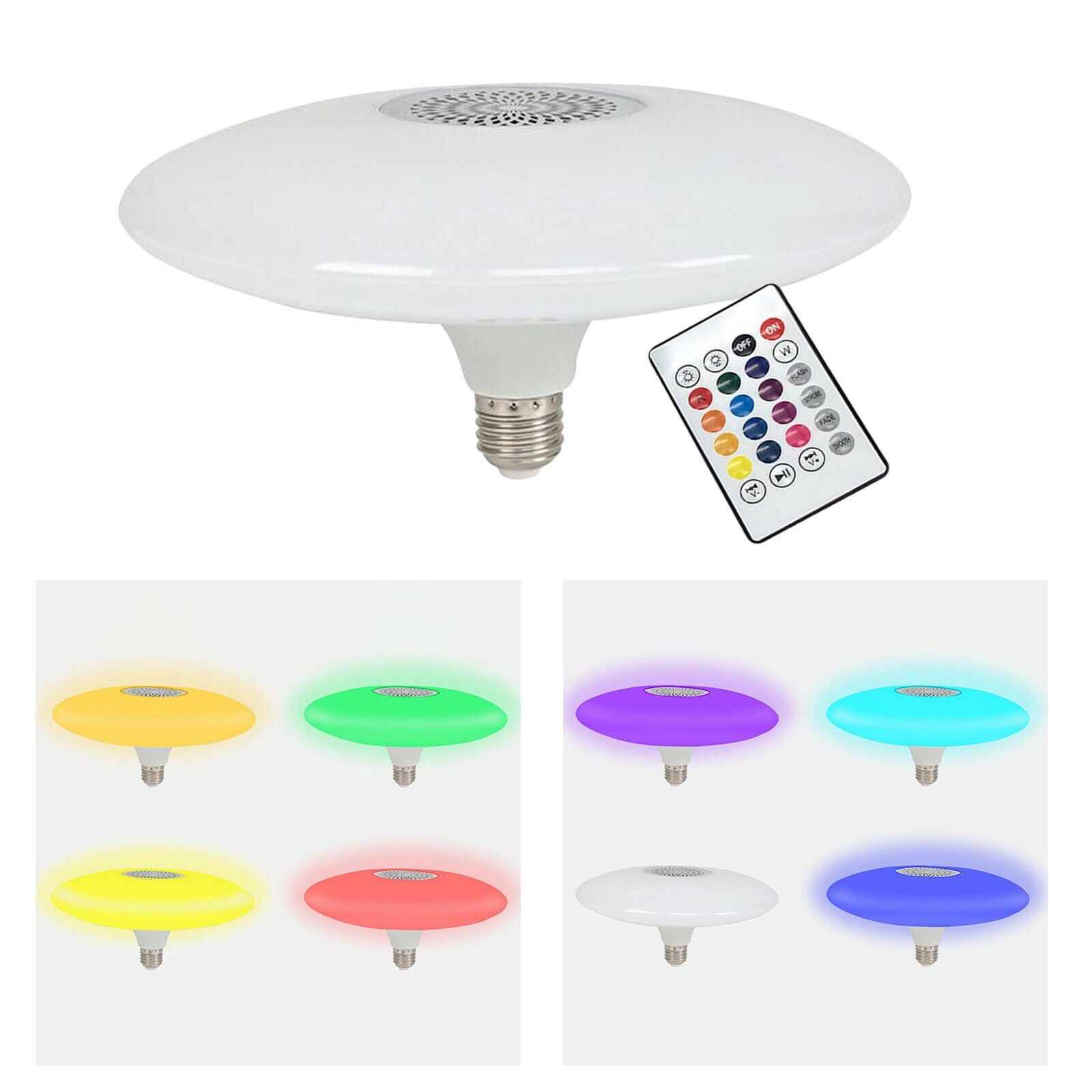 E27 Smart LED Light Bulb Bluetooth RGB Color Music Speaker Remote Control Lamp