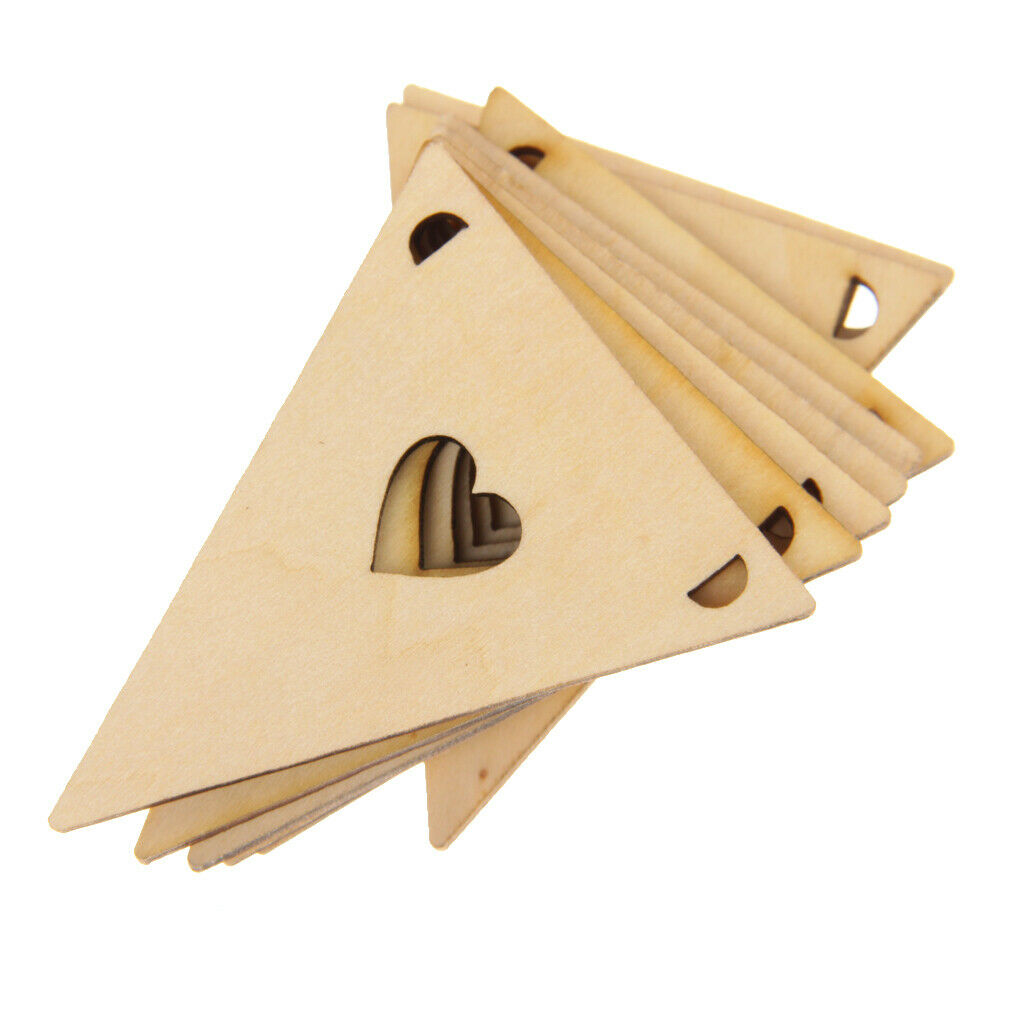 Wooden Pennants Pattern Bunting Banner with Heart Home Party Hanging Garland