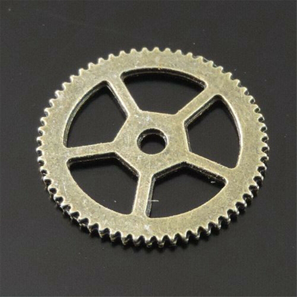 35 PCS Retro Bronze Cog Bracelet Charm Gear Alloy Pendant Steampunk Jewelry 17mm