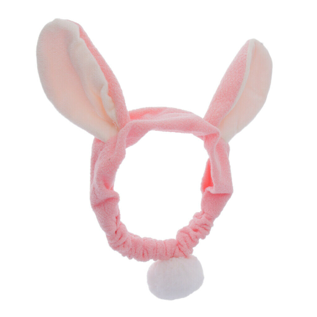 Lovely Rabbit Ears Hair Band Soft Flocking Head Wrap Makeup Headband Pink