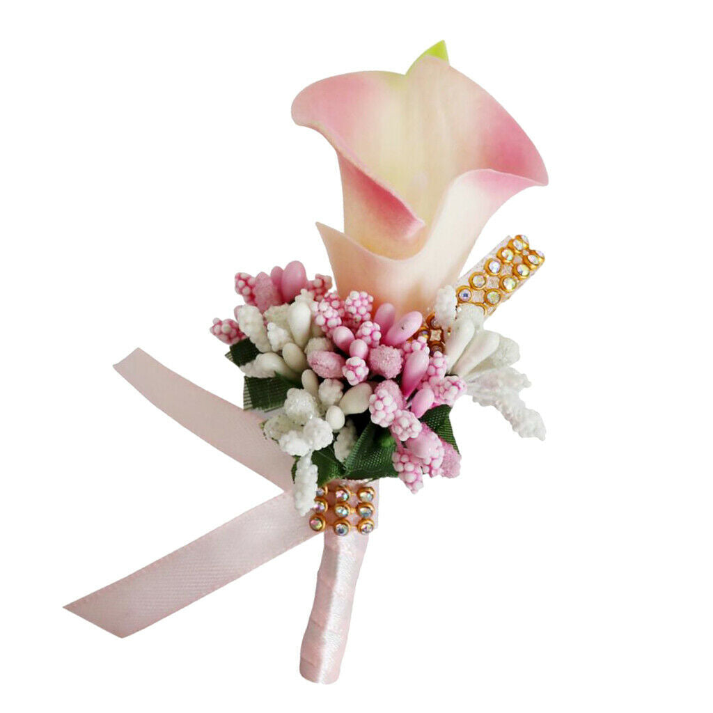 Pack of 2 Boutonniere with Pin for Groom Groomsman Best Man Woman Wedding