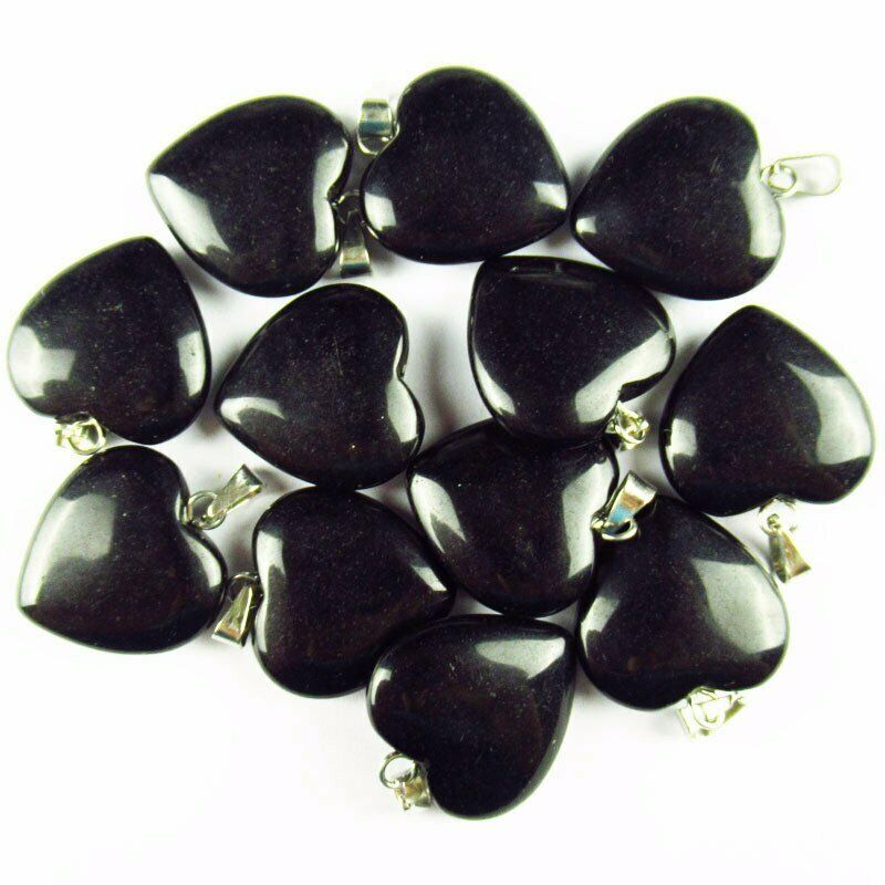 10pcs 20x20x6mm Natural Black Agate Heart 38g Pendant Bead A-12SK