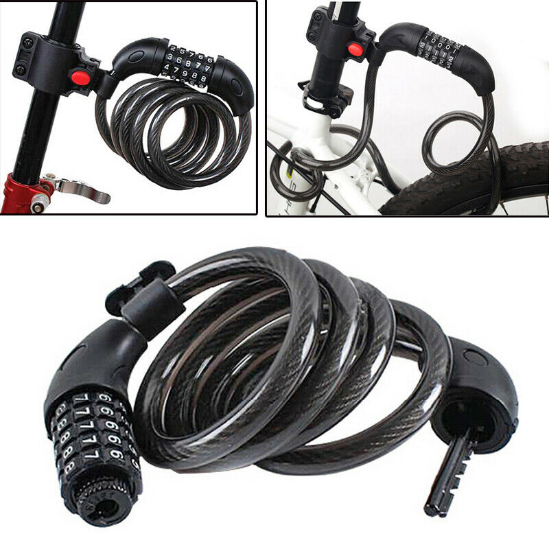 1x Bicycle Anti-theft Lock Five-digit Password Lock Wire Lock Anti-cut Soft Lock