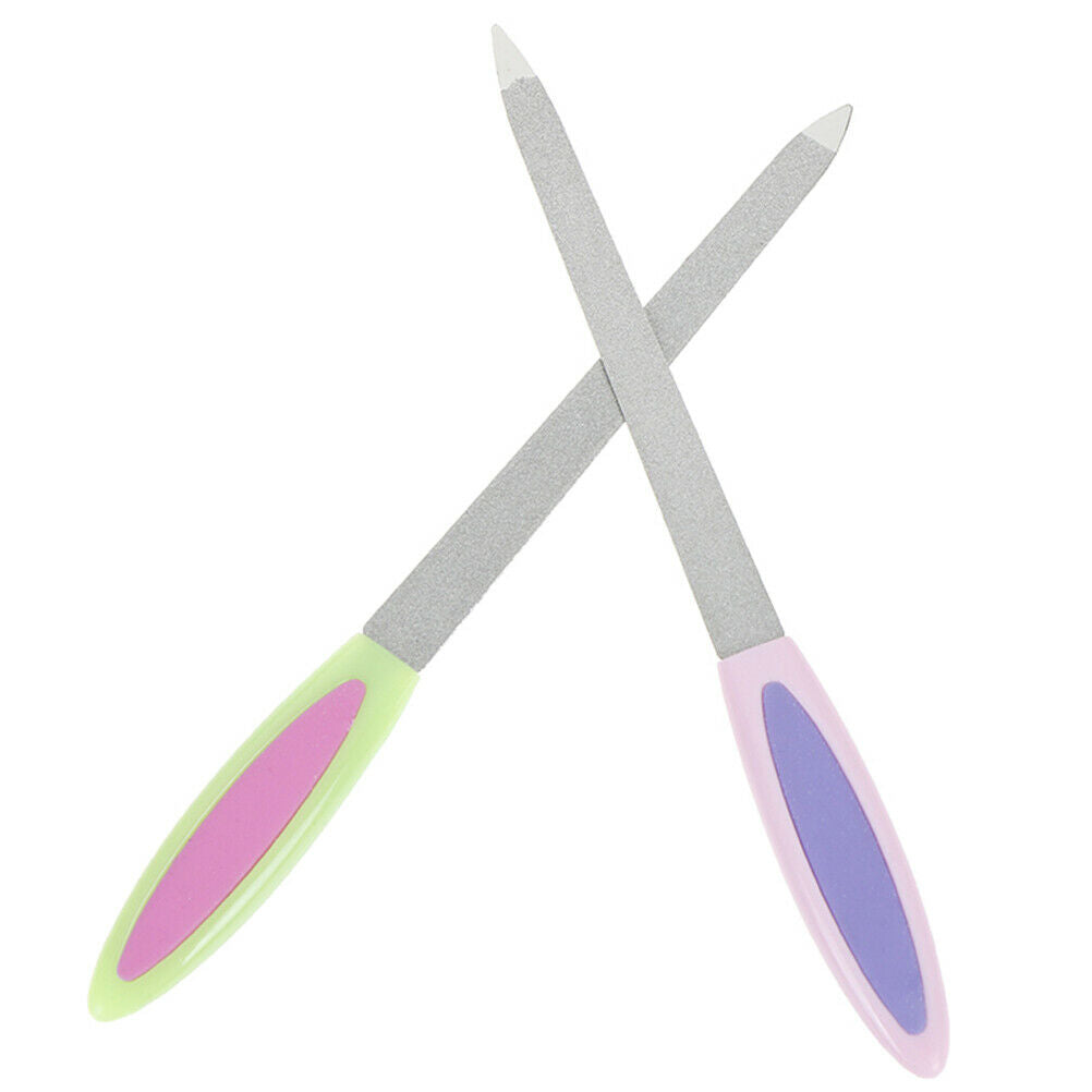 Double Sides Metal Nail File Buffer Grinding Rod Scrub Manicure Pedicure To Rf
