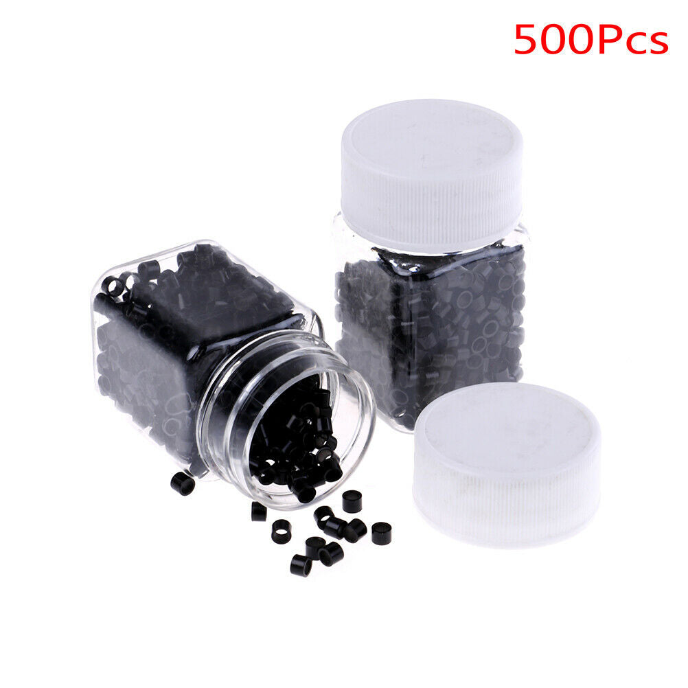 500Pcs 4mm silicone lined micro rings links beads for human hair extensio.l8