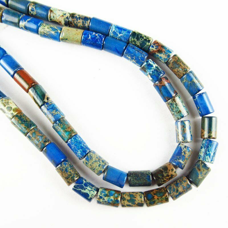 13x6mm Blue Man-made Sea Sediment Jasper Column Loose Bead 15.5 inch 596DHS