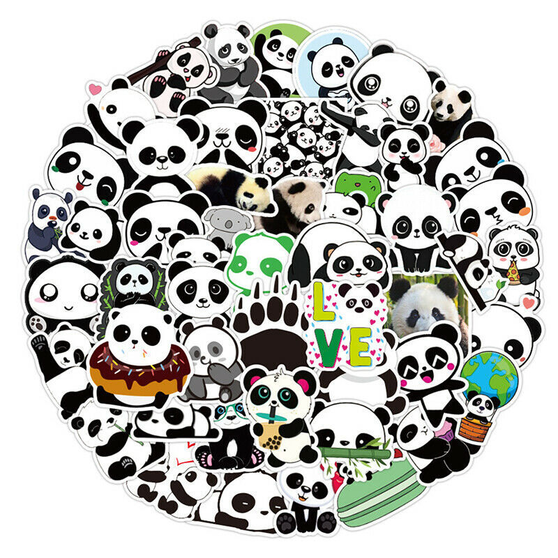50pcs Small Panda Stickers Classic Graffiti For Suitcase Cool Laptop Skatebo Kt