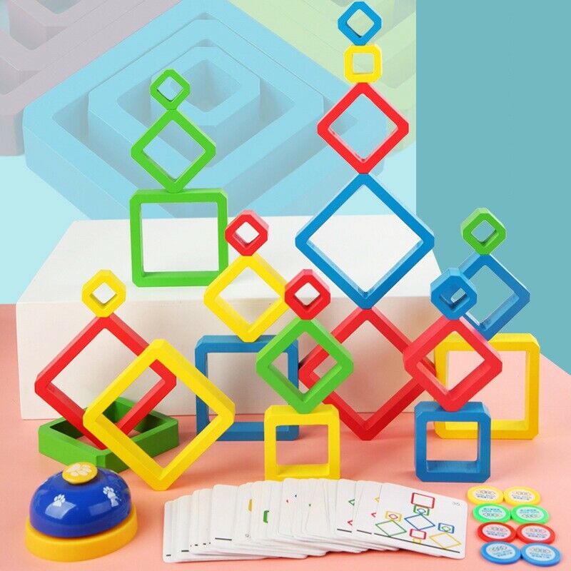 Children Wooden Colored e Stacking Game Building Blocks Toys 24Pcs Large BlockS6