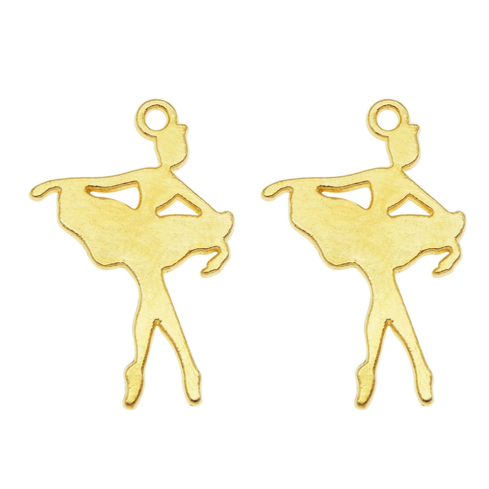 40pcs Golden Ballerina Alloy Charm Dancing Girl Pendant Earring Findings 14*22mm
