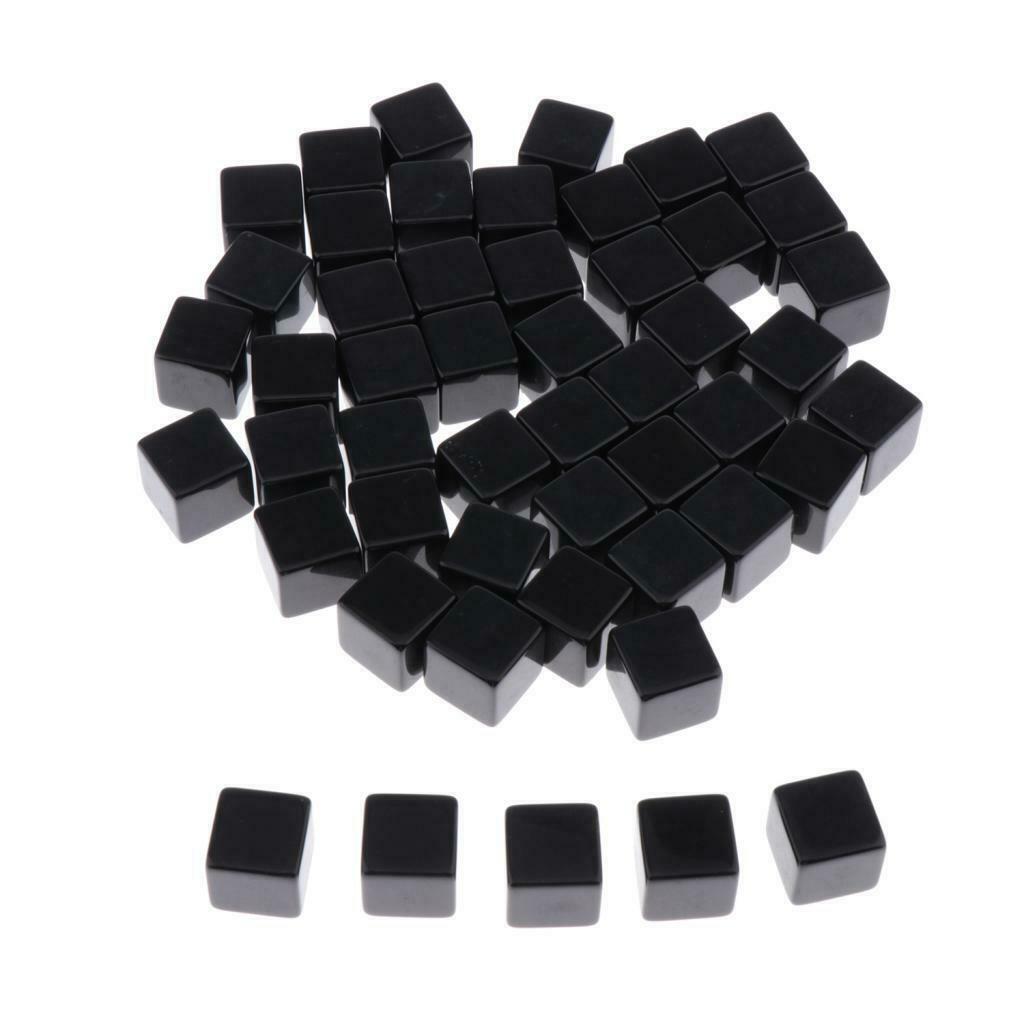 100 Pcs Standard Size Blank Dice D6 6 Sided RPG Gaming Dice 16mm/0.62'' Black