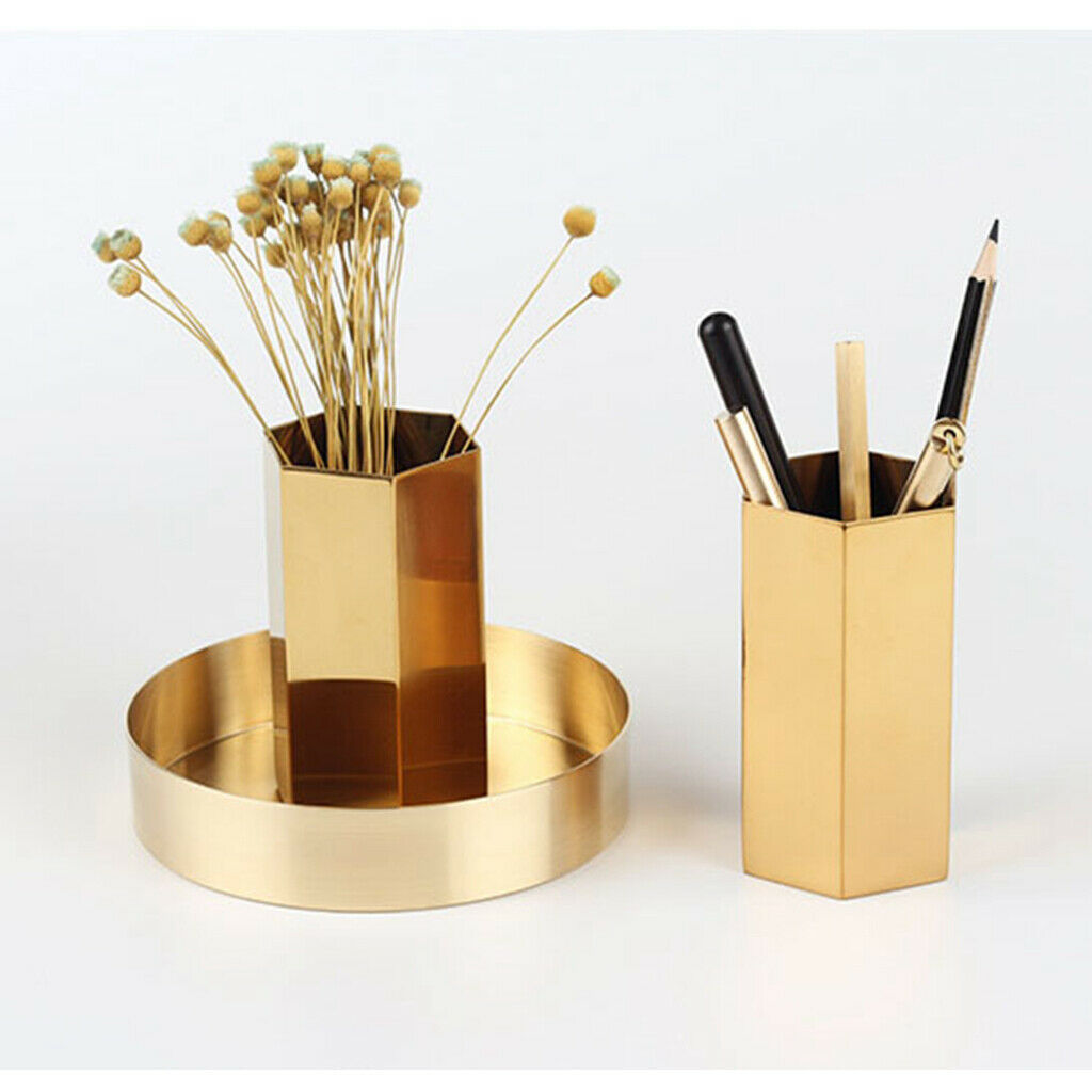 Modern Hexagonal Vase With Pen Pencil Holder And Vase For Stationery Desk