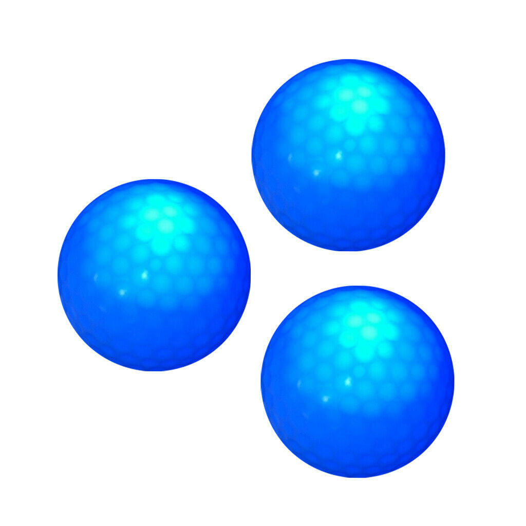 3Pcs Glow In Dark Blue LED Golf Ball Night Golf Sports