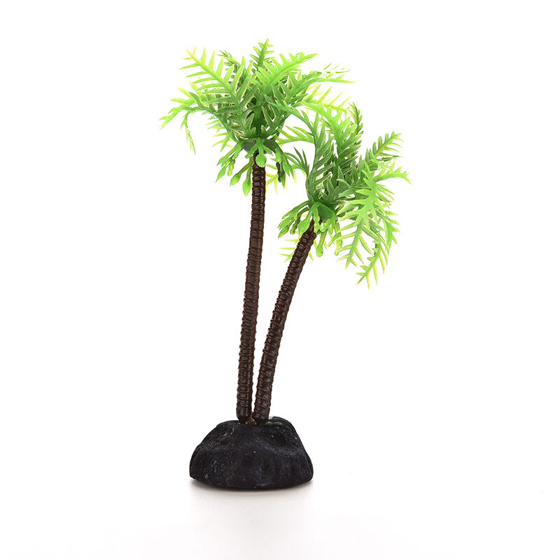 Plastic Aquarium Coconut Tree Fish Tank Plants Ornament Decoration Fresh .l8