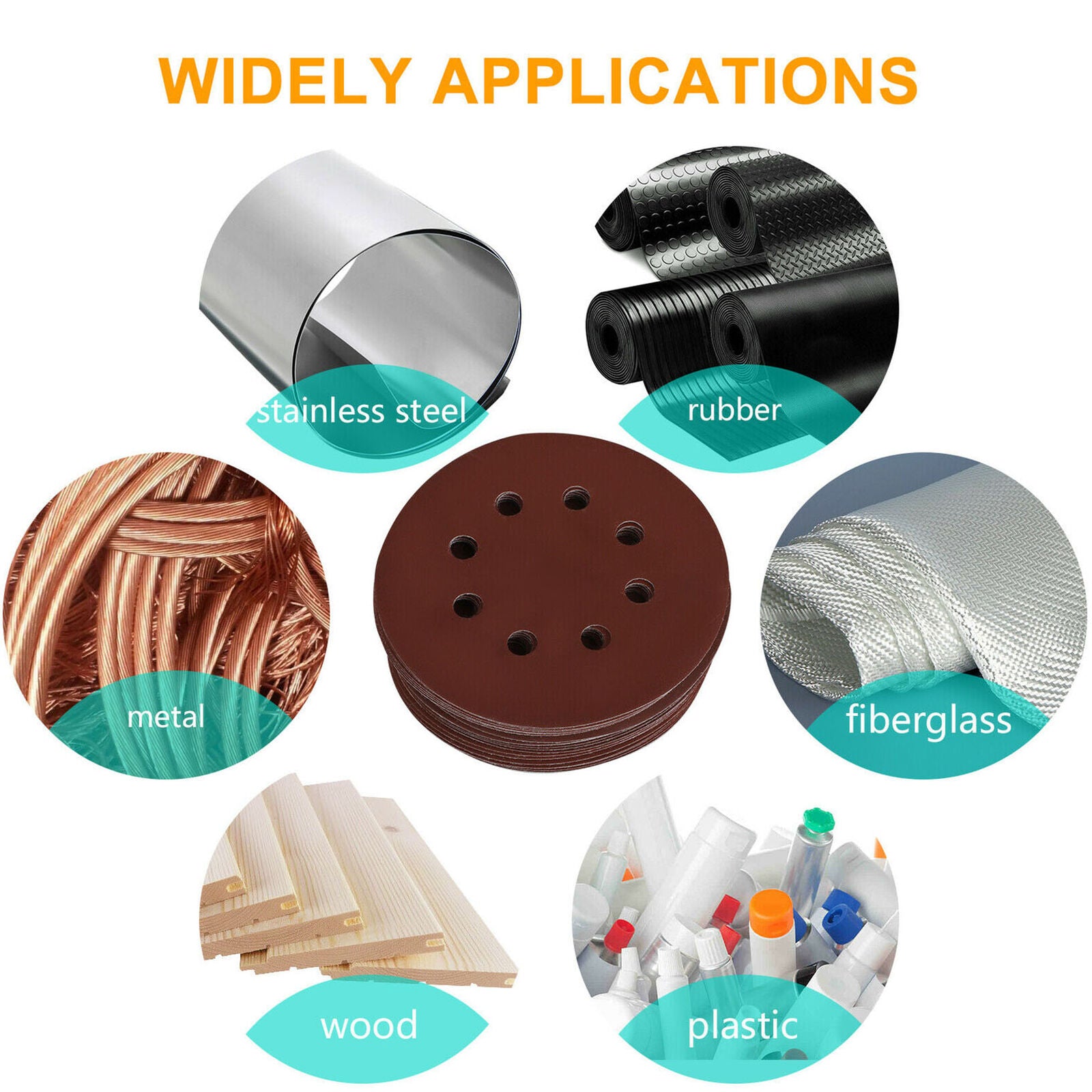 50Pcs/Set 5inch Grit 800 1000 1500 2000 3000 Sanding Discs Sandpaper Hook + Loop