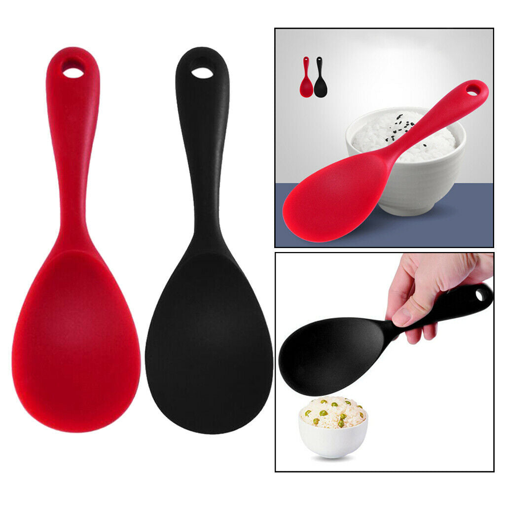Lots 2 Non-Stick Rice Paddle Spoon Home Camping BBQ Lightweight Red+Black