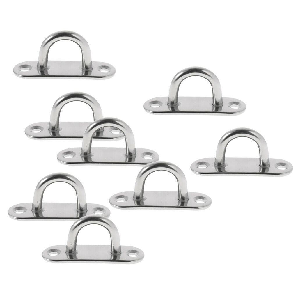 Pack of 8pcs Pad Eye Heavy Duty Oblong Plate Staple Ring Loop for Boat Sail