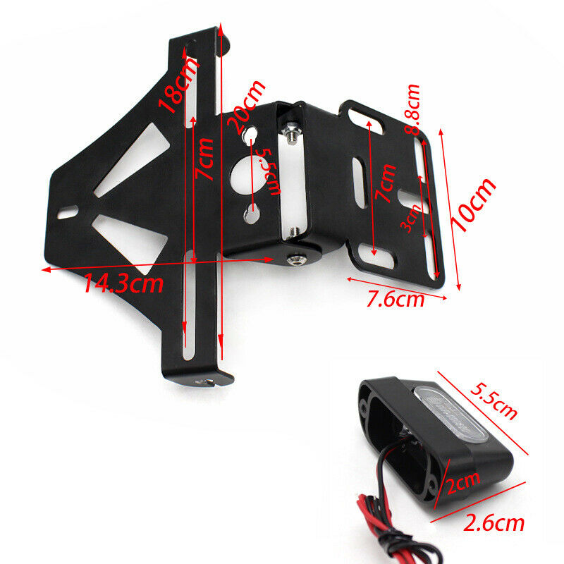 Motorcycle Bikes Red Reflective Stop Light Bracket w/ License Plate Lamp Holder