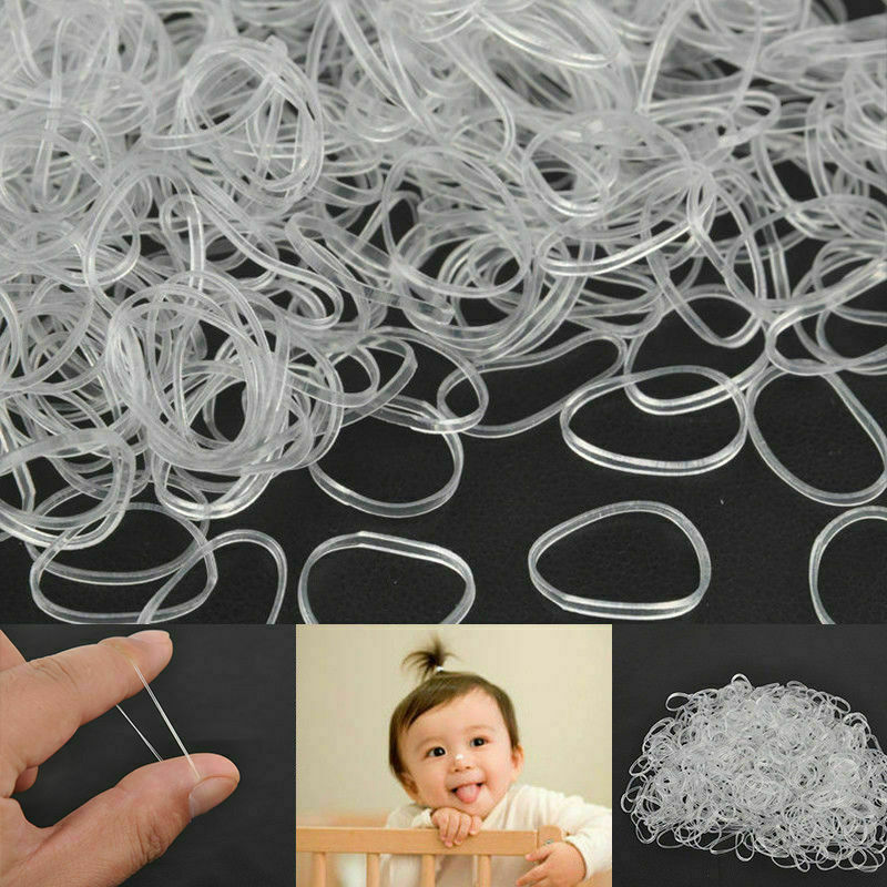 500*/Set Small Tiny Clear Neoprene Elastic Rubber Bands Transparent Hair Ties US