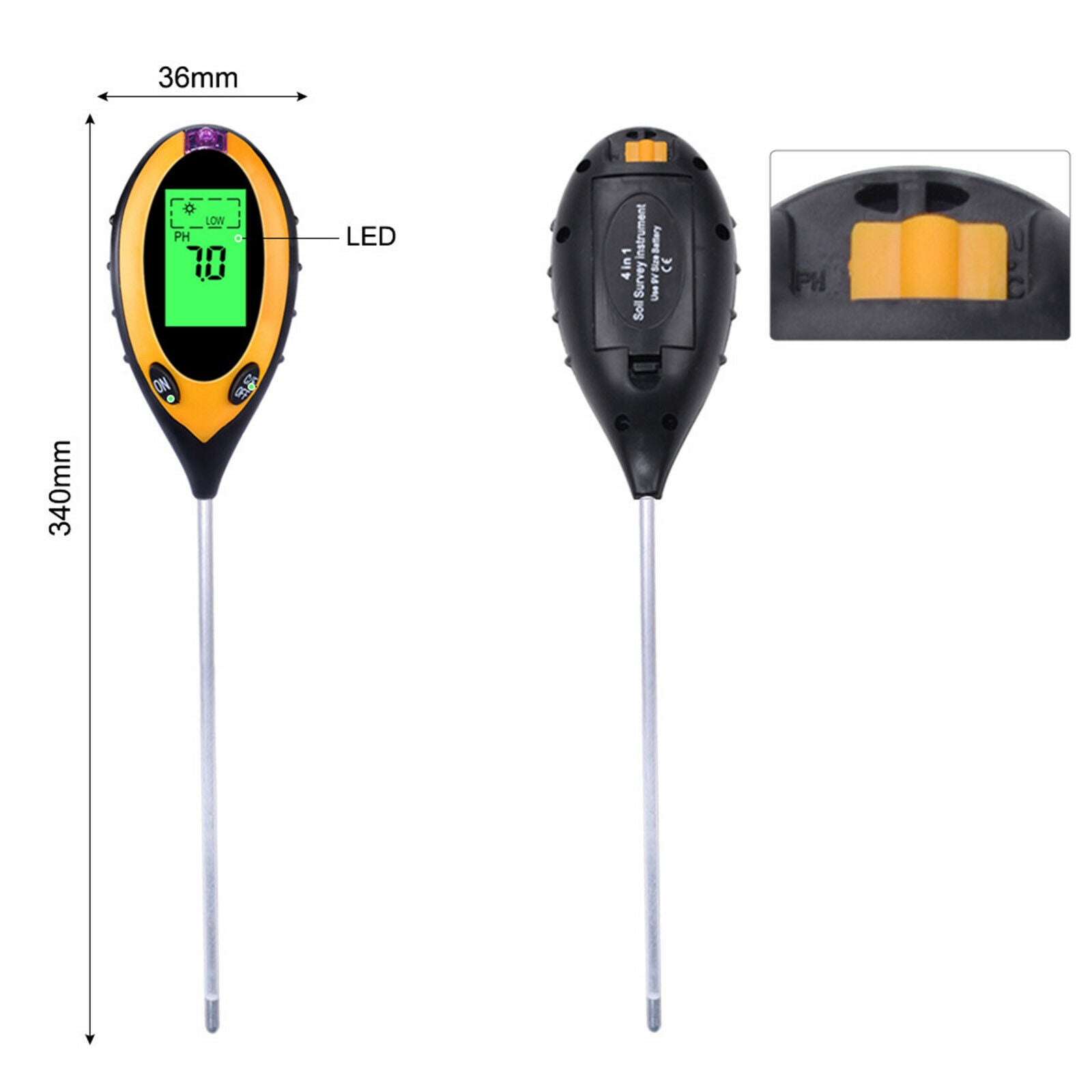 Large-screen Portable PH Meter Soil Moisture Monitor Sunlight Tester for Plants