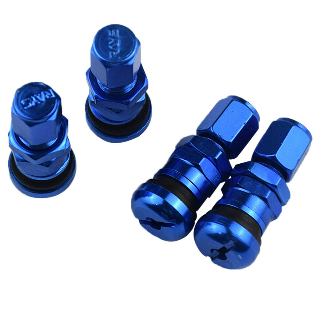 4x Blue Aluminum Auto Car Tubeless Wheel Tire Valve Stems Adapter